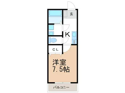 ワンルーム田戸 A(1K/3階)の間取り写真