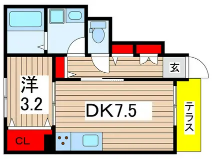 フィオーレ鎌取(1DK/1階)の間取り写真