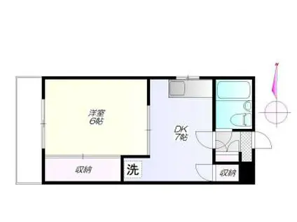 香山ビル(1DK/2階)の間取り写真