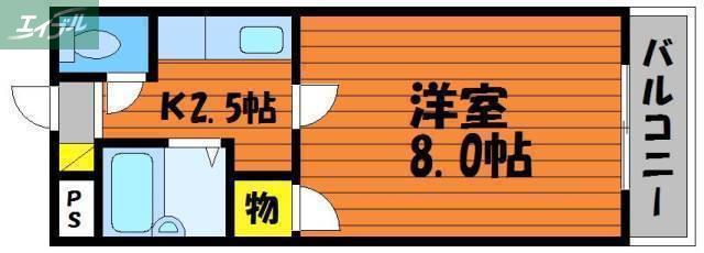 クレセール下伊福(1K/3階)の間取り写真