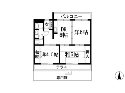 ヴィラひばりが丘(3DK/1階)の間取り写真