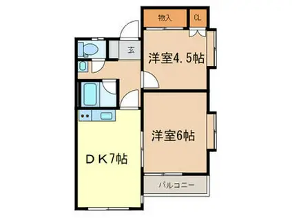 サンモール小手指(2DK/3階)の間取り写真