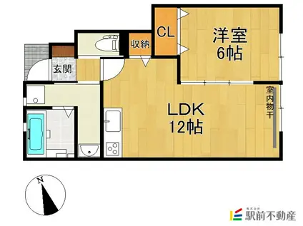 K-IDEAL荒尾III A棟(1LDK/1階)の間取り写真