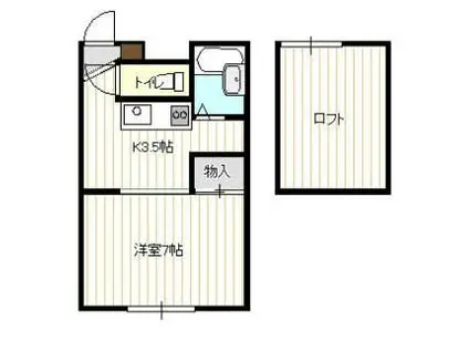 ドミールI(1K/1階)の間取り写真