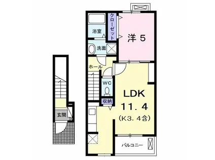 クレメント(1LDK/2階)の間取り写真