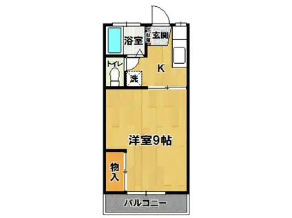 シルクハイツA B(1K/1階)の間取り写真