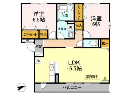 セジュールK(2LDK/3階)の間取り写真