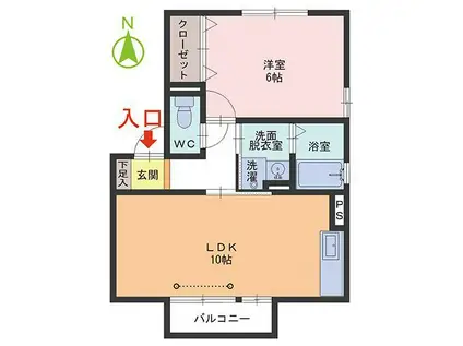 グッドラックII(1LDK/2階)の間取り写真