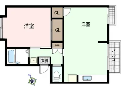 メゾン東町I(1LDK/2階)の間取り写真