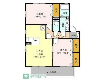 ピーチガーデン(2LDK/2階)の間取り写真