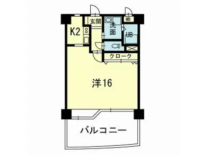 サウスビュー(1K/5階)の間取り写真