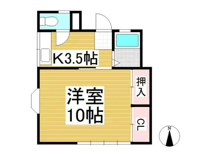 MINIIVハイツ(1K/2階)の間取り写真