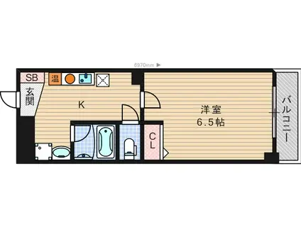 WILLDO難波WII(1K/9階)の間取り写真