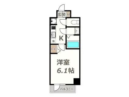 スプランディッド天王寺パークサイド(1K/8階)の間取り写真