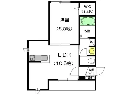 ヴィラプレジール(1LDK/1階)の間取り写真