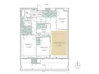 HARUMI FLAG PARK VILLAGE T棟(3LDK/47階)の間取り写真