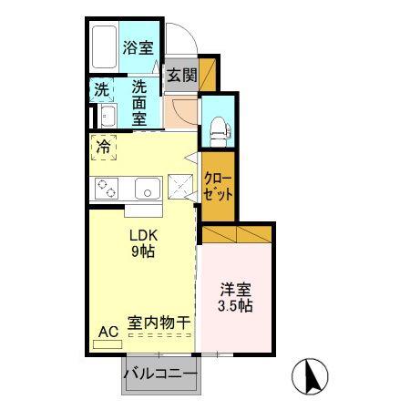 GRANMORE・A(1LDK/1階)の間取り写真