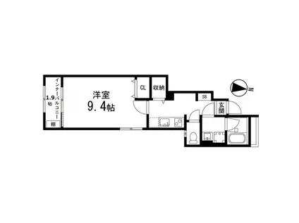 ラコリーヌ エスポワール(1K/1階)の間取り写真