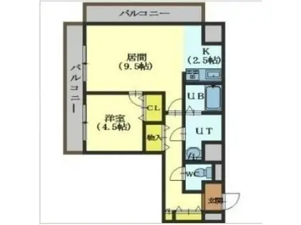 ライオンズマンション函館湯の川第2(1LDK/6階)の間取り写真