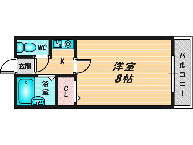 サンライフ長田(1K/4階)の間取り写真