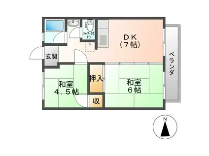 ハイツ曙(2DK/2階)の間取り写真