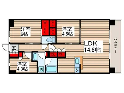 スカイグランデ津田沼(3LDK/1階)の間取り写真