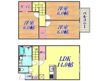 春日丘メディエートプラザ(3LDK/1階)の間取り写真