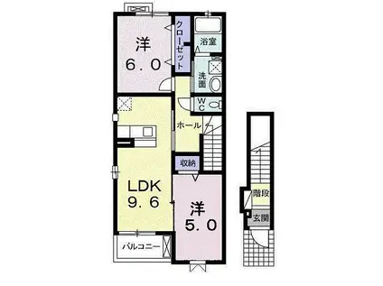 ユイット・ベル(2LDK/2階)の間取り写真