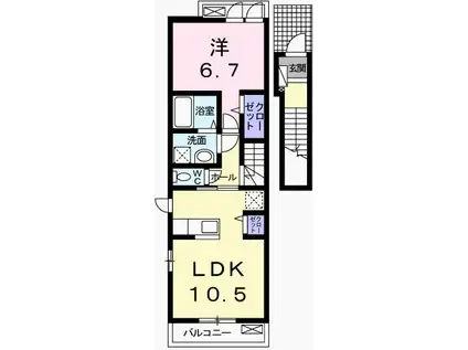 グランアウローラVI(1LDK/2階)の間取り写真