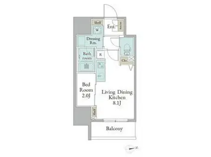 ストーリア名古屋城西(1LDK/13階)の間取り写真