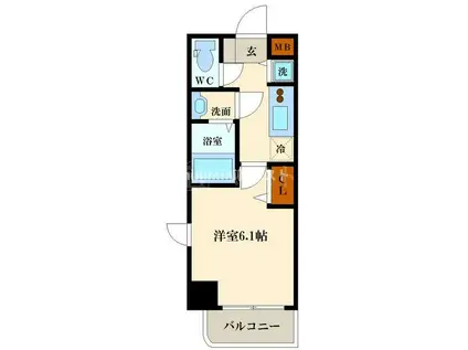 プレサンス上町台クレスト(1K/14階)の間取り写真