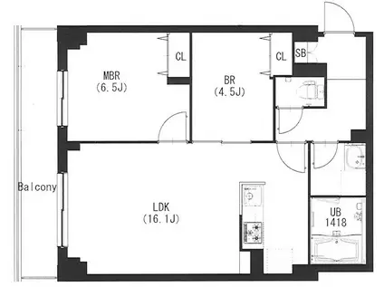 エスティメゾン都立大学(2LDK/1階)の間取り写真