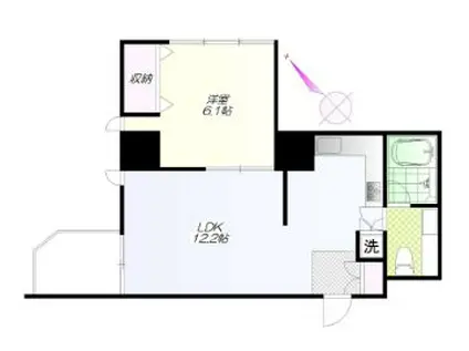 朝日上野マンション(1LDK/7階)の間取り写真