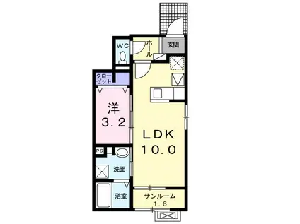 グランツ(1LDK/1階)の間取り写真