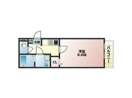 プランドール飾磨(1K/3階)の間取り写真