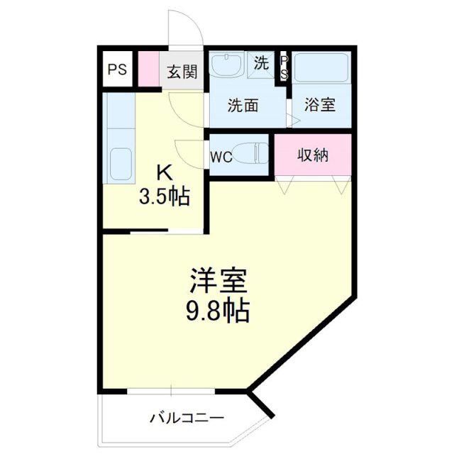 ティアラ植松(1K/1階)の間取り写真