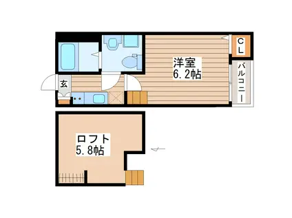 FREUDESLEBEN小田原(1K/2階)の間取り写真