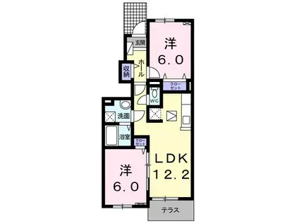ウィステリアI(2LDK/1階)の間取り写真