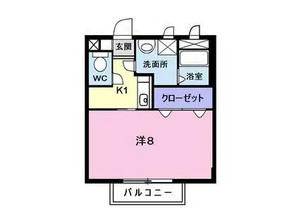 ミレニアムハイツ(1K/2階)の間取り写真