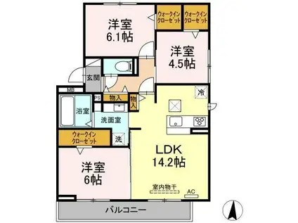 U-DINE庄内緑地(3LDK/3階)の間取り写真
