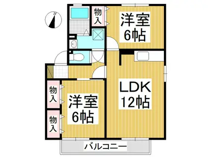 ヴィラージュ本郷B棟(2LDK/1階)の間取り写真
