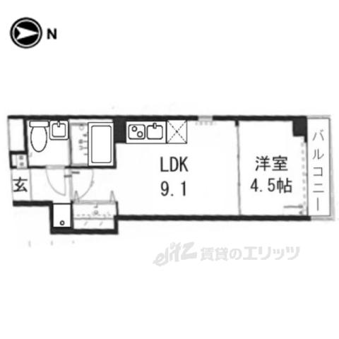 MORE五条2(1LDK/3階)の間取り写真