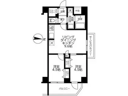 ルフレ プレミアム日暮里(2LDK/7階)の間取り写真