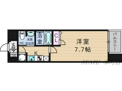 レジュールアッシュ南堀江(1K/3階)の間取り写真