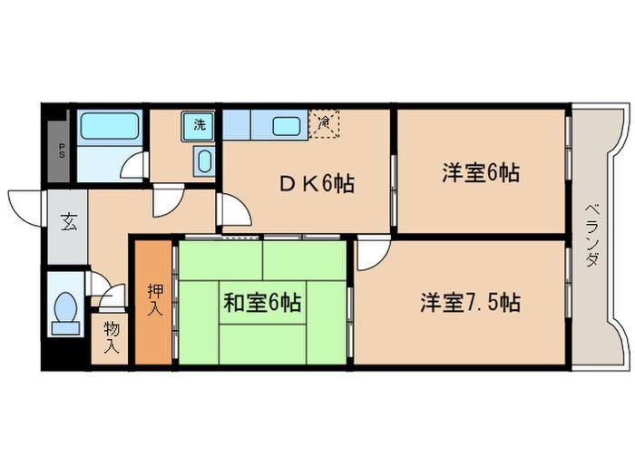 ヴィラ51(3DK/2階)の間取り写真
