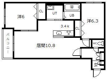 ツインクル1-10(2LDK/3階)の間取り写真