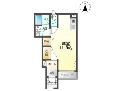 パープルハイム(ワンルーム/1階)の間取り写真