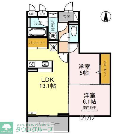 ピース ラ ヴィータ E(2LDK/3階)の間取り写真