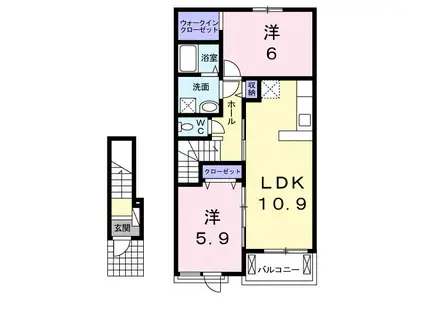 セレーノII(2LDK/2階)の間取り写真
