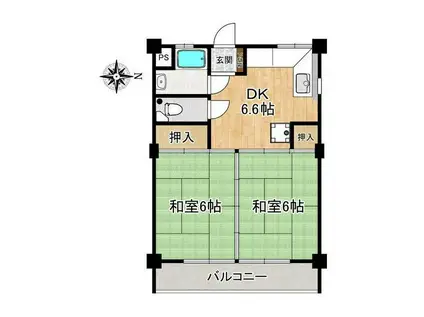 メルベーユ(2DK/2階)の間取り写真